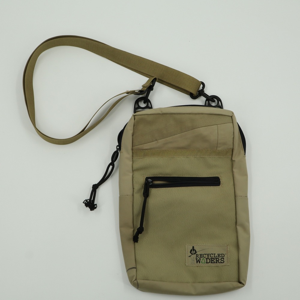 Recycled‎ Waders Crossbody Bag Tan Khaki Upcycled Utility Shoulder Pouch Mens